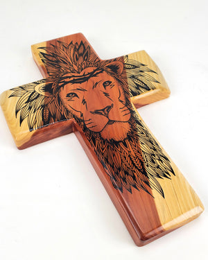 Lion of Judah Cross- Cedar