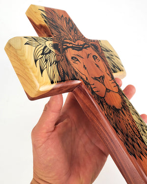 Lion of Judah Cross- Cedar