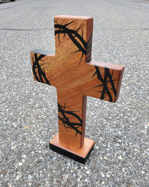 "Great I AM" Double Sided Cross - Mahogany