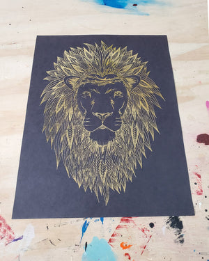 "Lion Of Judah" Foil Print- Black Paper
