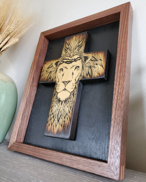 Framed Lion of Judah Cross