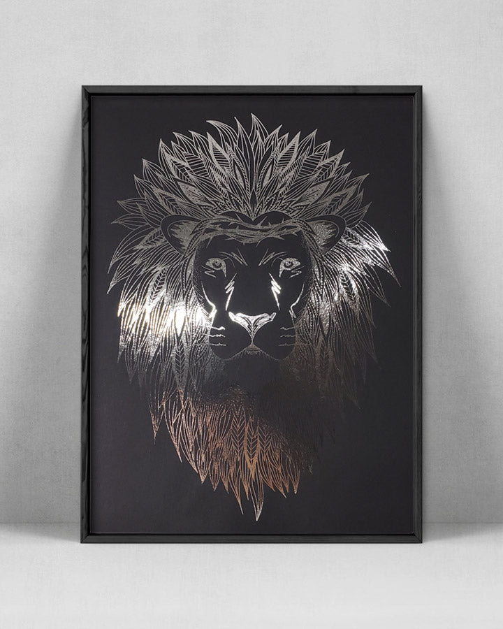 "Lion Of Judah" Foil Print- Black Paper